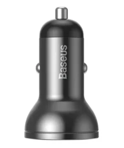 Baseus Car Charger with display 2x USB, 4,8A, 24W (gray)