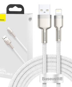 USB laidas, skirtas „Lightning“ įkrovikliui „Baseus Cafule“, 2.4A, 2m (baltas)