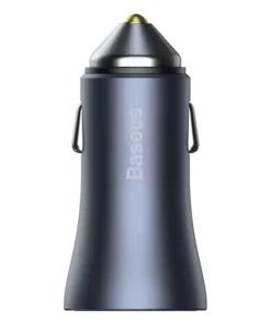 Baseus Golden Contactor Pro Car Charger USB + USB-C, QC4.0+, PD, SCP, 40W (gray) + Cable USB-C do iP 1m (black)