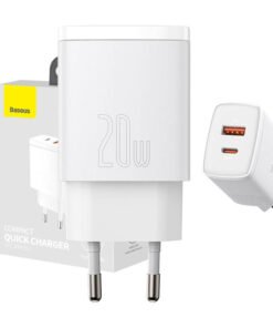 Baseus Compact Quick Charger, USB, USB-C, 20W (white)