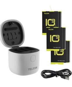 3-slot waterproof charger Telesin Allin box for GoPro Hero 9 / Hero 10 / Hero 11 / Hero 12 + 3 batteries (GP-BTR-906-GY-B)