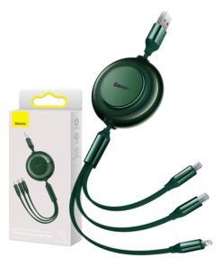 Baseus Bright Mirror 2, USB 3-in-1 cable for micro USB / USB-C / Lightning 3.5A 1.1m (Green)