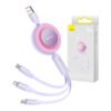 Baseus Bright Mirror 3, USB 3-in-1 kaabel micro USB / USB-C / Lightning 66W / 2A jaoks 1.1m (lilla)
