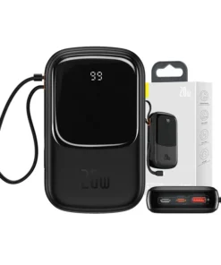 Powerbank Baseus Qpow PRO Lightning-kaabli, USB-C-pordi ja USB 20000mAh, 20W (must)