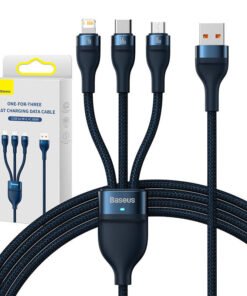 3in1 USB cable Baseus USB 3in1 Baseus Flash Series,  USB-C + Micro + Lightning 66W, 1.2m (blue)