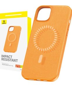 Magnetiline telefoniümbris iPhone 15 jaoks Baseus Fauxther seeria (oranž)