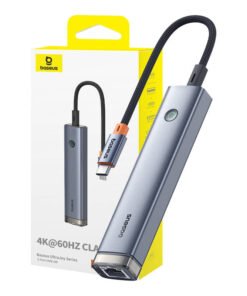 5-Port HUB AIR Baseus UltraJoy Series Type-C - HDMI, USB3.0x2, PD, RJ45 (grey)