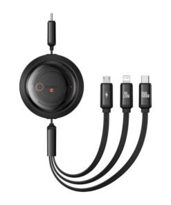 Fast Charging Cable 3in1 Baseus Free2Draw USB-C to USB-C/Lightning/Micro 100W, 1,1m (black)