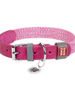 Classic Dog collar with QR code Waudog size L pink