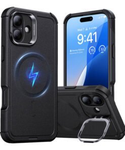 „Cyber ​​Tough“ (HaloLock) ESR dėklas su stovu, skirtas „iPhone 16 Plus“ (juodas)