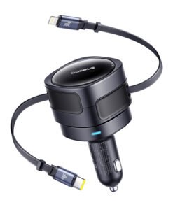 Baseus Enjoyment Max car charger with USB-C+Lightning cables 60W Black