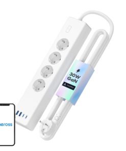Meross MSP844(EU) nutikas kiirlaadimise pikendusjuhe, 4 pistikupesa + 2x USB-A + 2x USB-C (Matter)